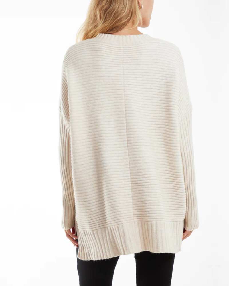 Knitted V-Neck Ribbed Jumper