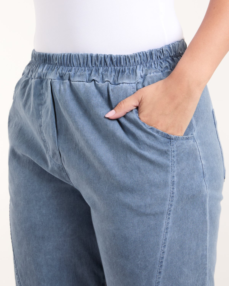 Dark Denim Washed Relaxed Fit Magic Trousers