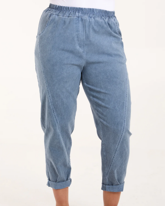 Dark Denim Washed Relaxed Fit Magic Trousers