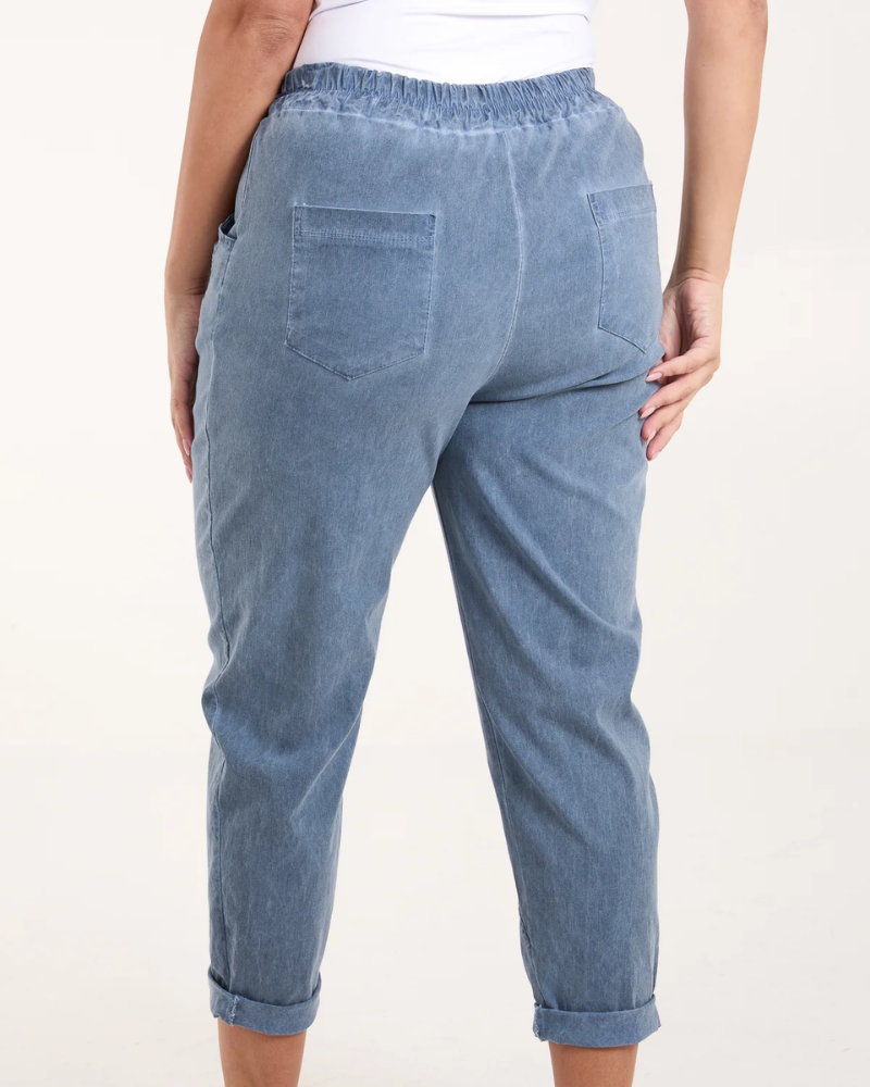 Dark Denim Washed Relaxed Fit Magic Trousers