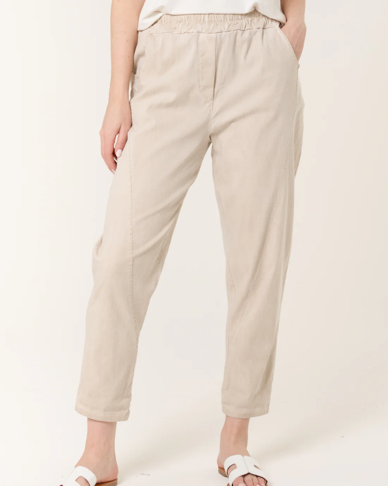 Beige Washed Relaxed Fit Magic Trousers