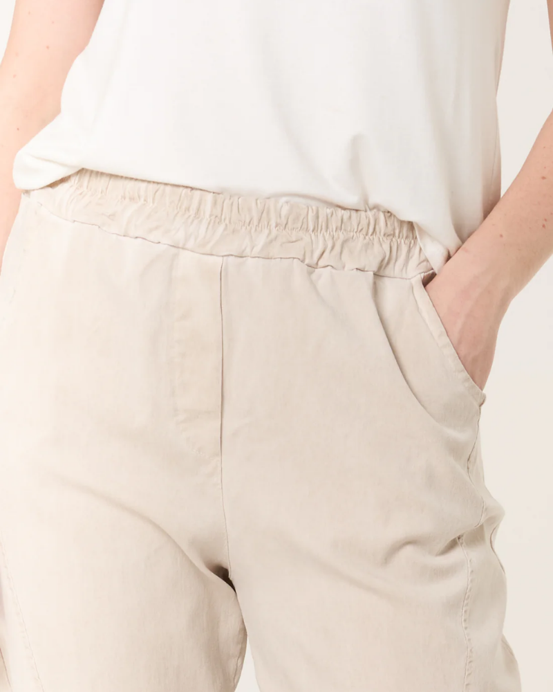 Beige Washed Relaxed Fit Magic Trousers