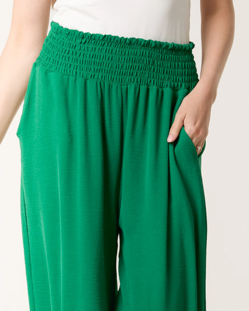 Jade Elasticated Waist Pockets Wide Leg Trousers