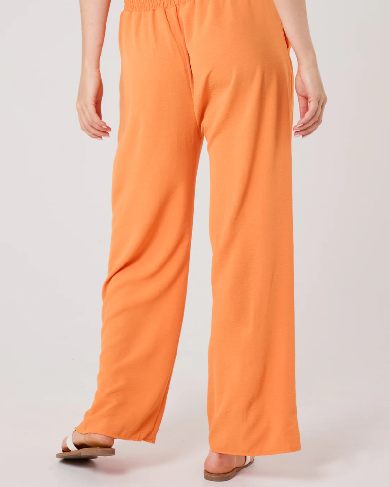 Orange Elasticated Waist Pockets Wide Leg Trousers