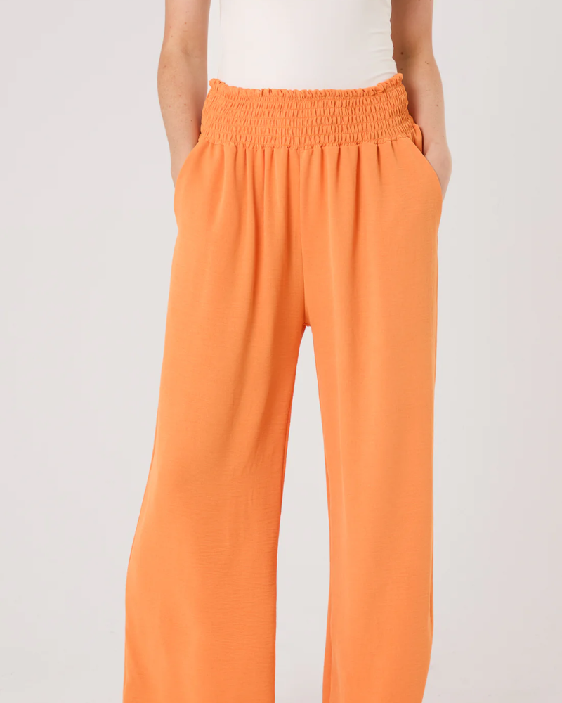 Orange Elasticated Waist Pockets Wide Leg Trousers