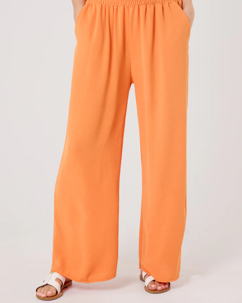 Orange Elasticated Waist Pockets Wide Leg Trousers