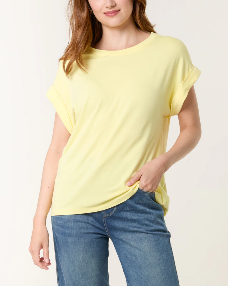 Lemon Stretchy Round Neck Short Sleeve T-Shirt
