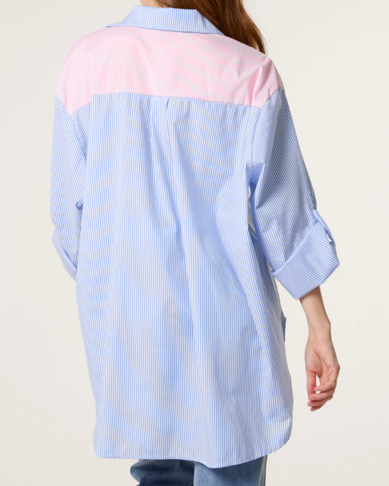 Colourful Striped Asymmetric Longline Shirt
