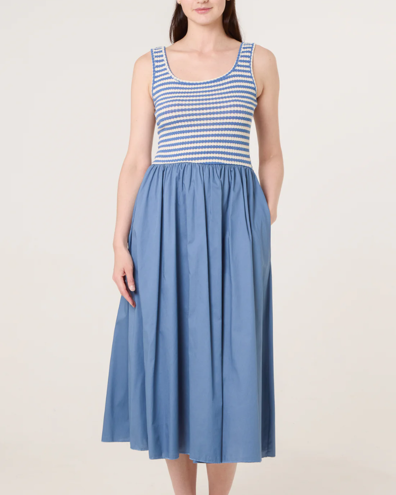 Denim Shade Knitted 2 in 1 Midi Dress