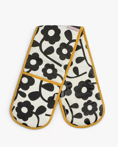 Monochrome Floral Double Oven Glove by Caroline Gardner