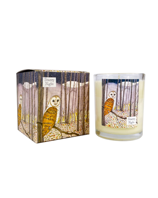 Owl Starry Night Scented Illustrated Candle Wildlife Collection