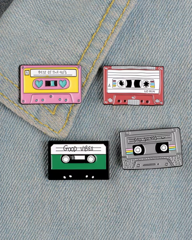 Cassette Enamel Pin Badge 90s & Good Vibes