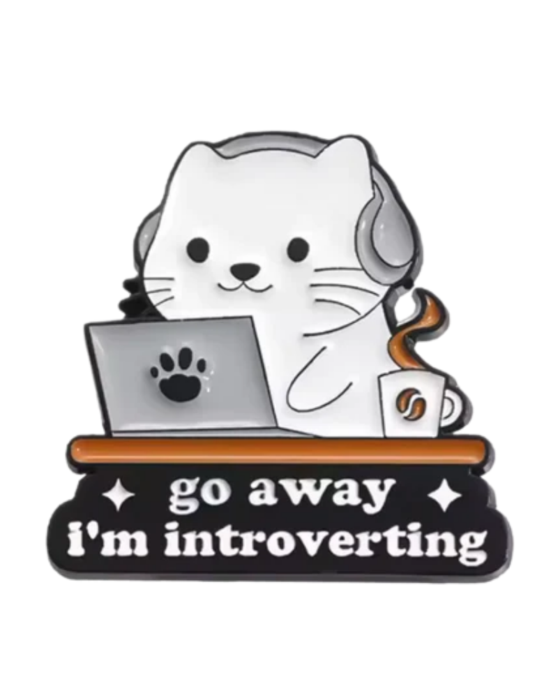 Introverting Laptop Cat Enamel Pin Badge