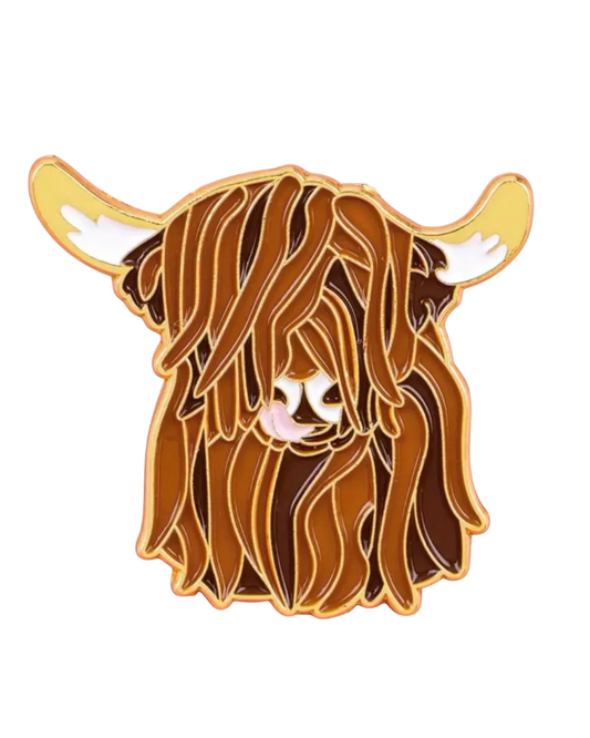 Fancy Highland Cow Enamel Pin Badge