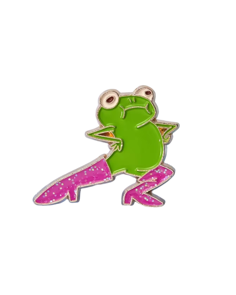 Frog in Kinky Boots Enamel Pin Badge