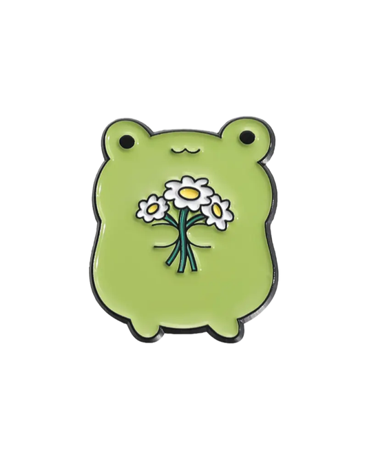 Frog Flower Bouquet Enamel Pin Badge