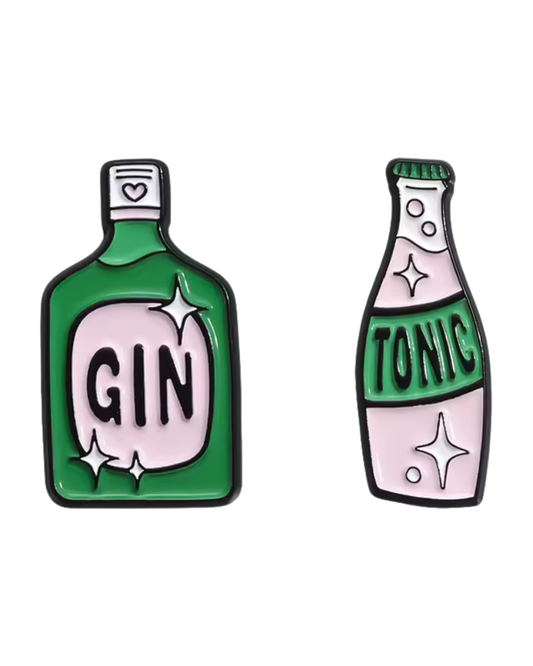Gin & Tonic Enamel Pin Badge Set of 2