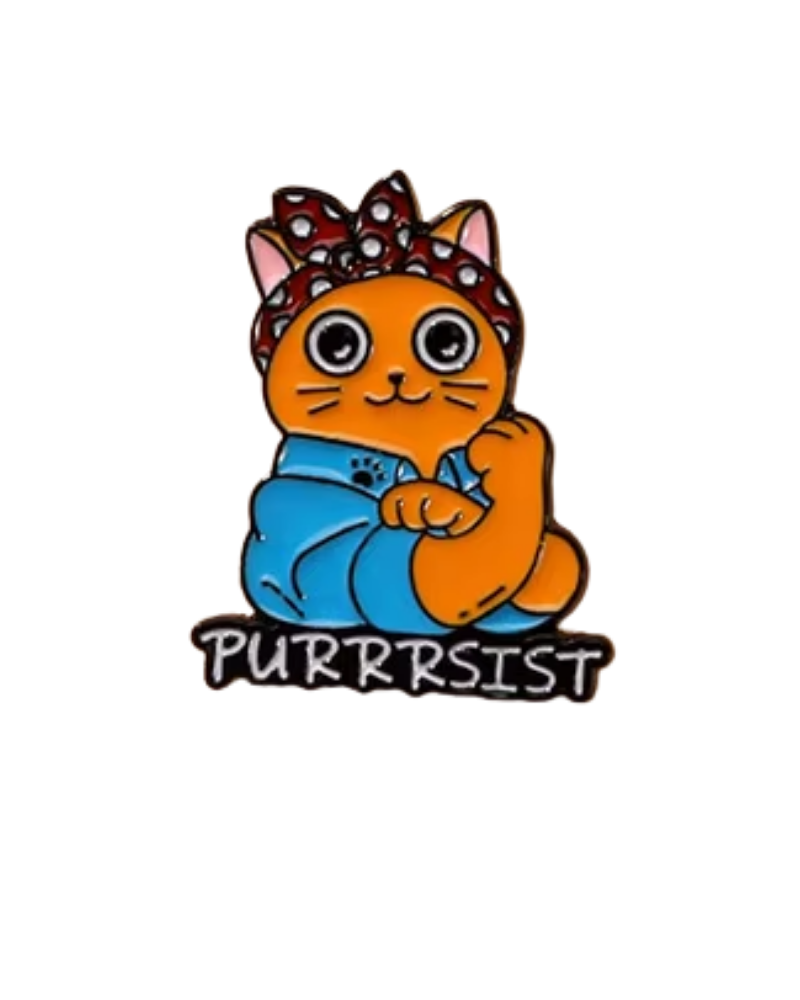 Rosie the Riveter Purrrsist Cat Enamel Pin Badge