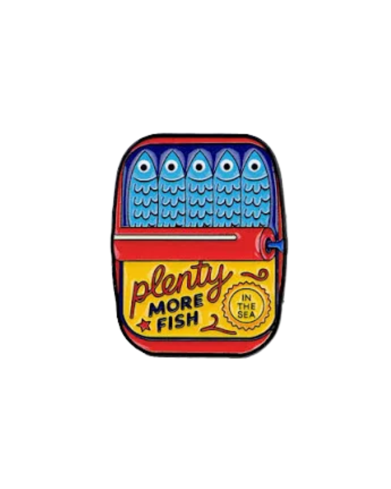 Plenty More Fish Blue Sardine Tin Enamel Pin Badge