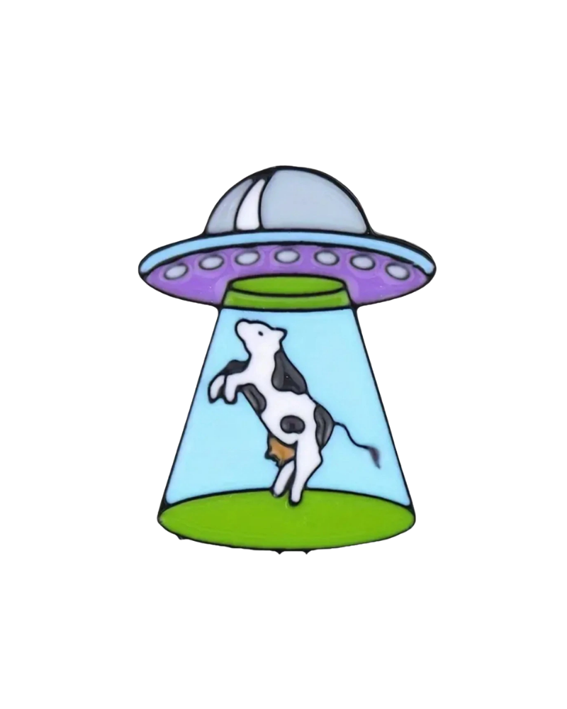 UFO Cow Abduction Enamel Pin Badge