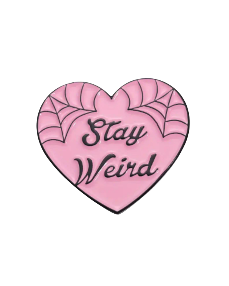 Stay Weird Spider Web Heart Enamel Pin Badge