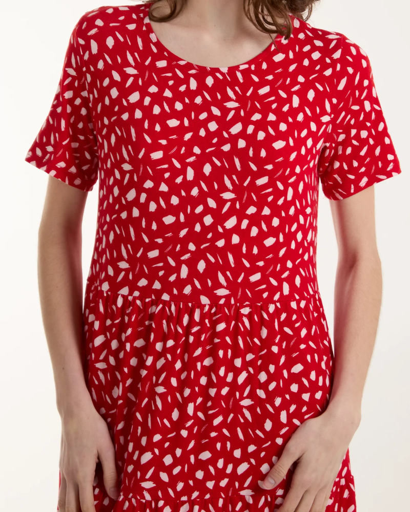 Red Spot Abstract Midi Dress