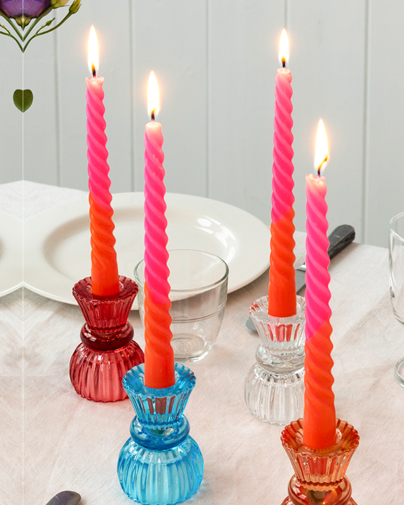 Dip Dye Spiral Candles Set Of 4 Pink