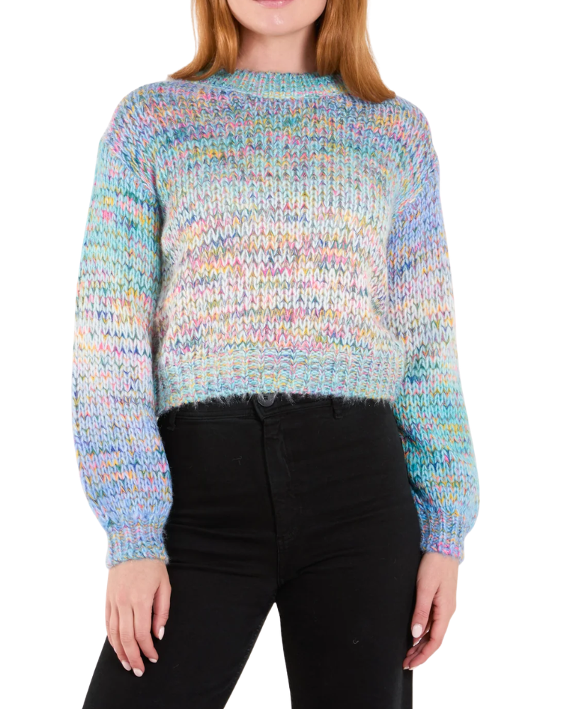 Blue Ombre Soft Knit Cropped Jumper