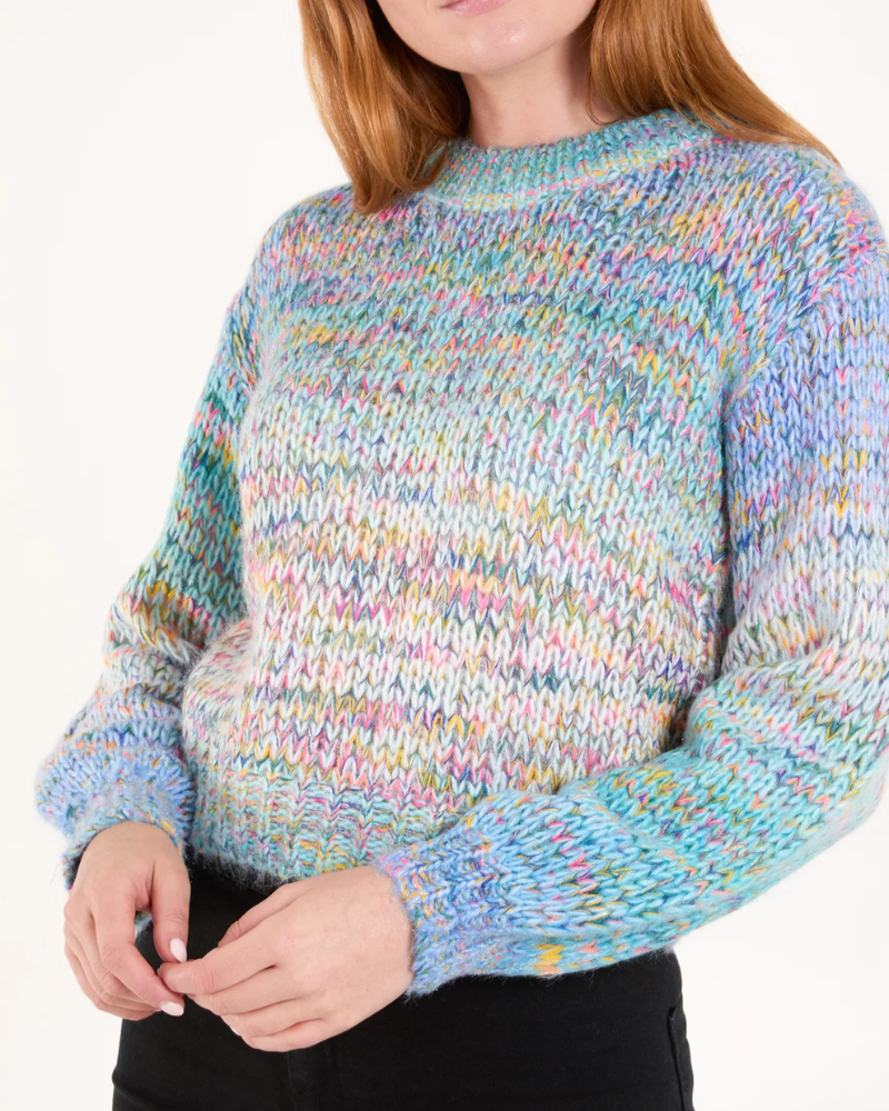 Blue Ombre Soft Knit Cropped Jumper