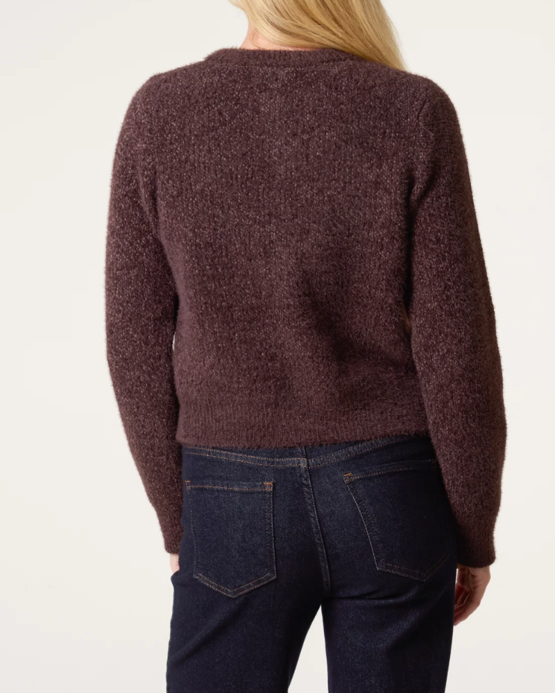 Soft Texture Finished Cardigan in Chocolate
