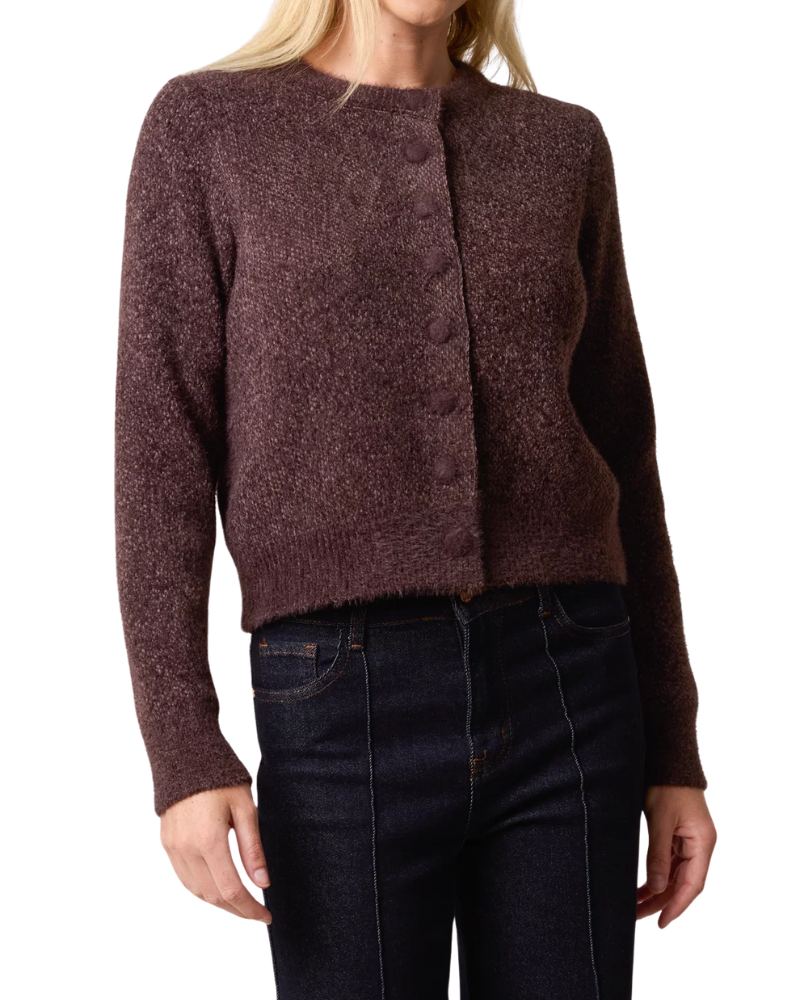 Soft Texture Finished Cardigan in Chocolate