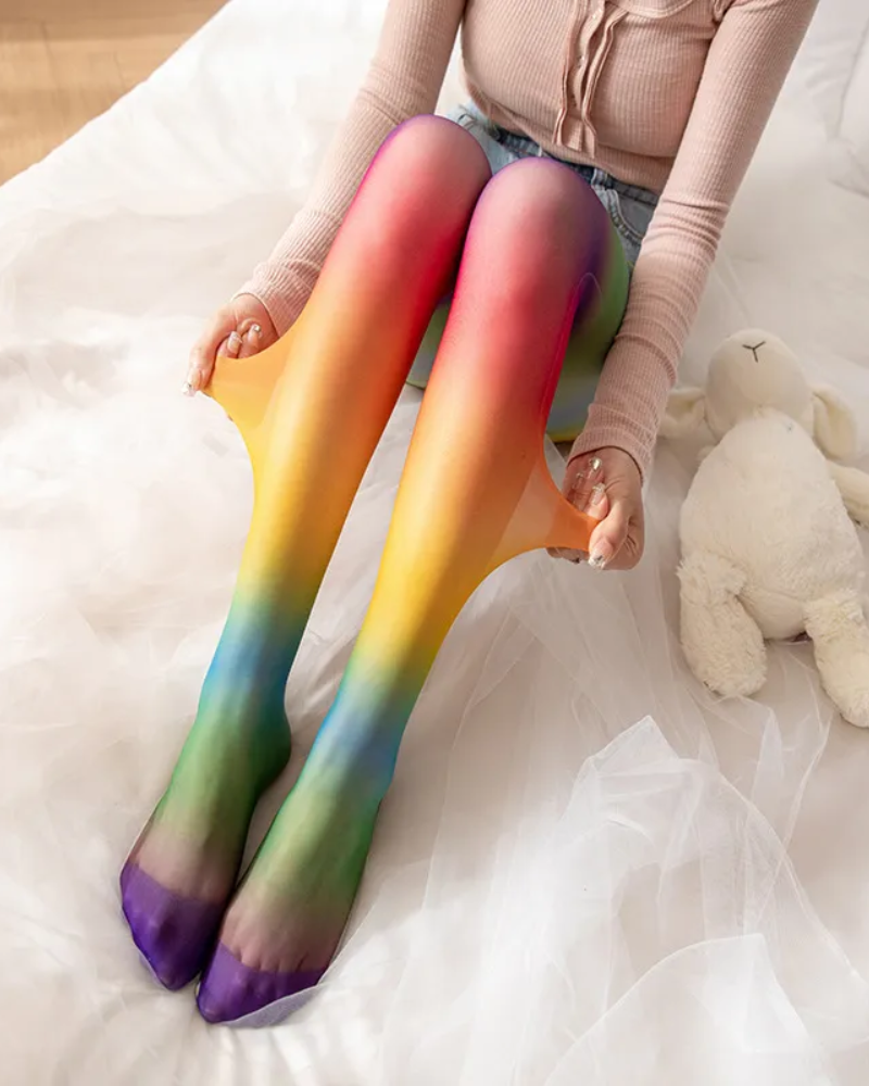 Women's Gradient Rainbow Nylon Tights