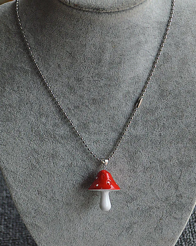 Red Mushroom Toadstool Necklace