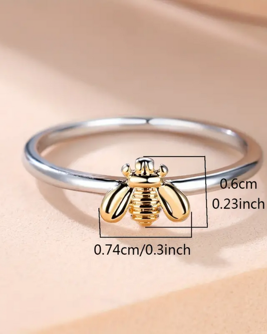 Simple Bee Charm 18 K Plated Ring