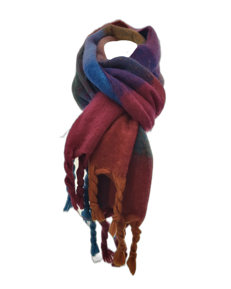 Pink Teal Purple Check Blanket Scarf