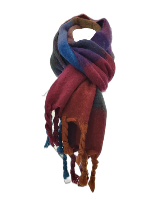 Pink Teal Purple Check Blanket Scarf