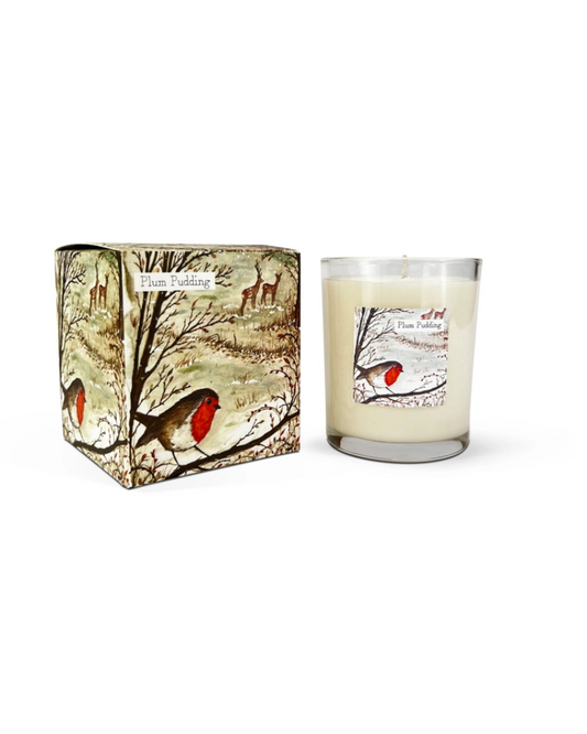 Robin Plum Pudding Scented Illustrated Candle Wildlife Collection
