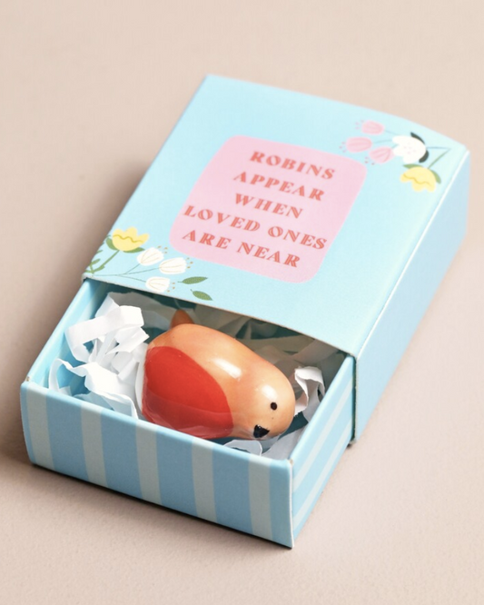 When Robins Appear Tiny Ceramic Matchbox Token