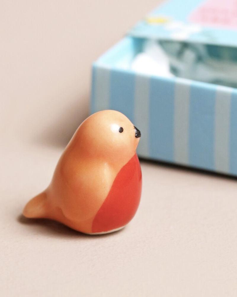 When Robins Appear Tiny Ceramic Matchbox Token