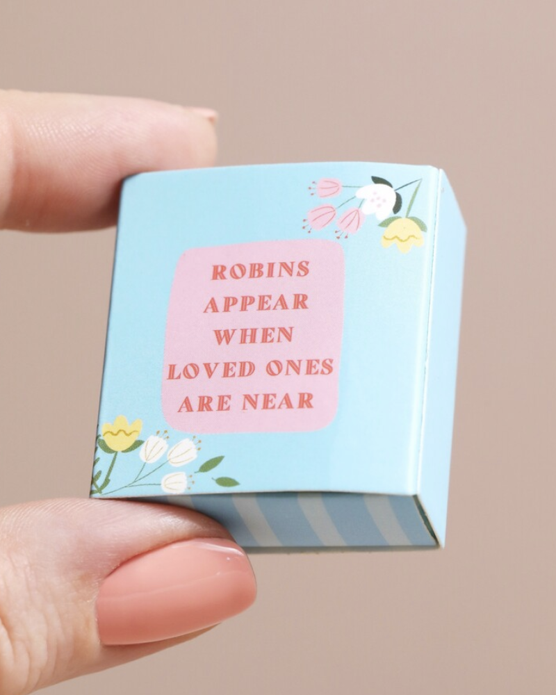 When Robins Appear Tiny Ceramic Matchbox Token