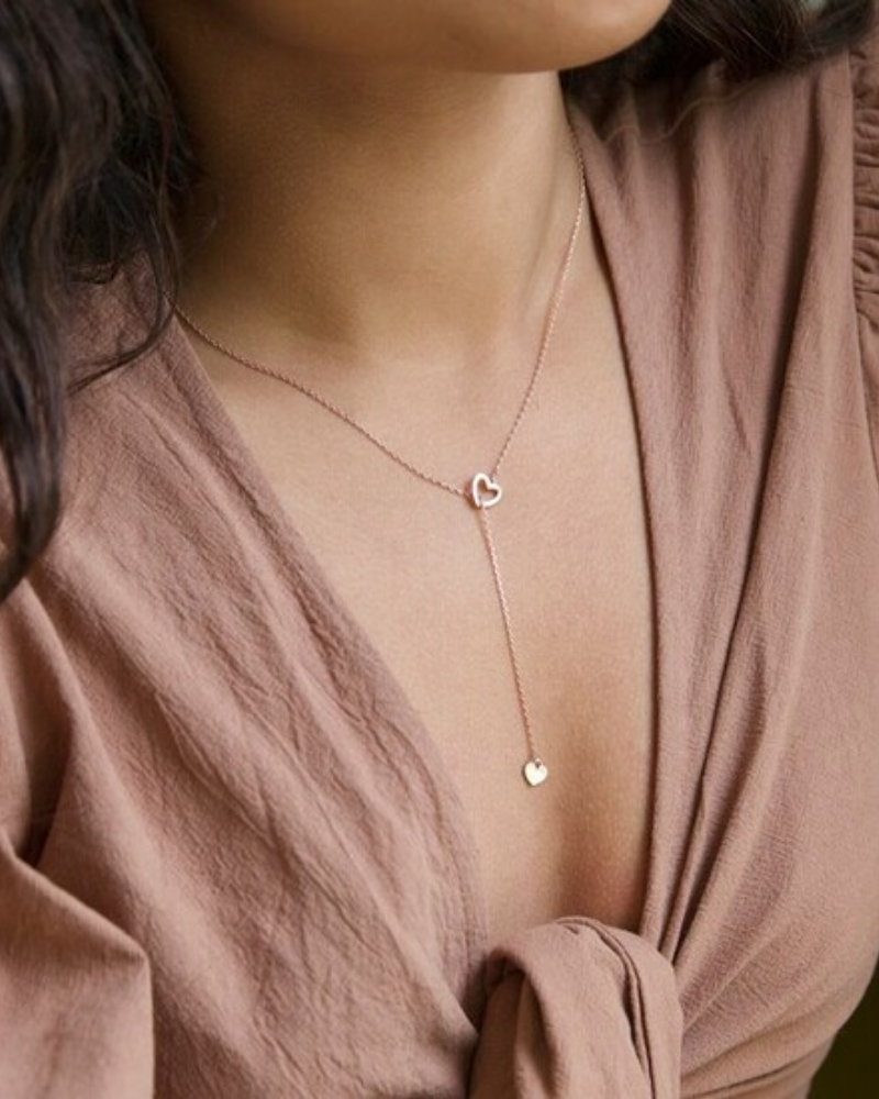 Mismatched Heart Laryat Necklace Assorted