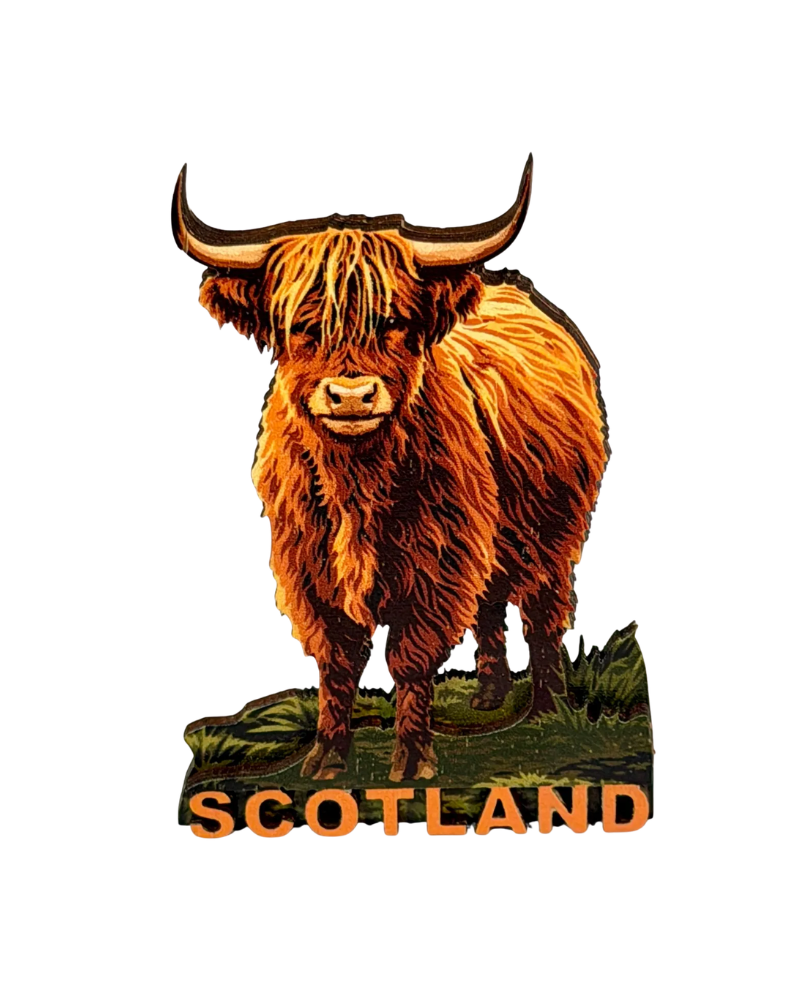 Cut Out Highland Cow Scotland Wooden Magnet