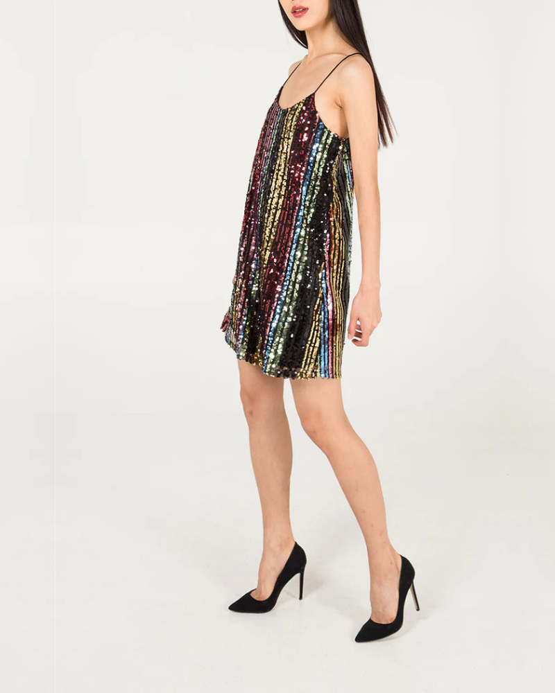 Rainbow Sequin Cami Mini Dress