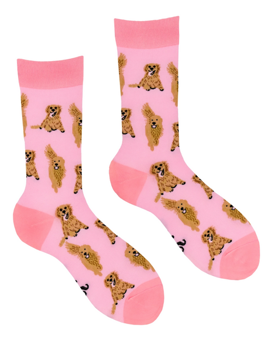 Pink I'm A Retriever Golden Retriever Crew Socks