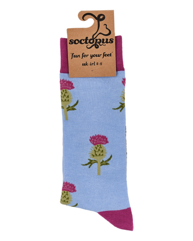 Ladies Blue Scottish Thistle Socks