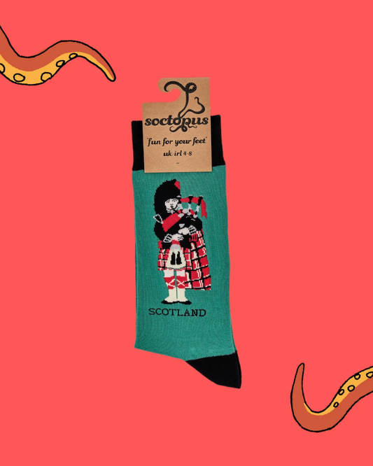 Mint Green Scottish Piper Crew Socks