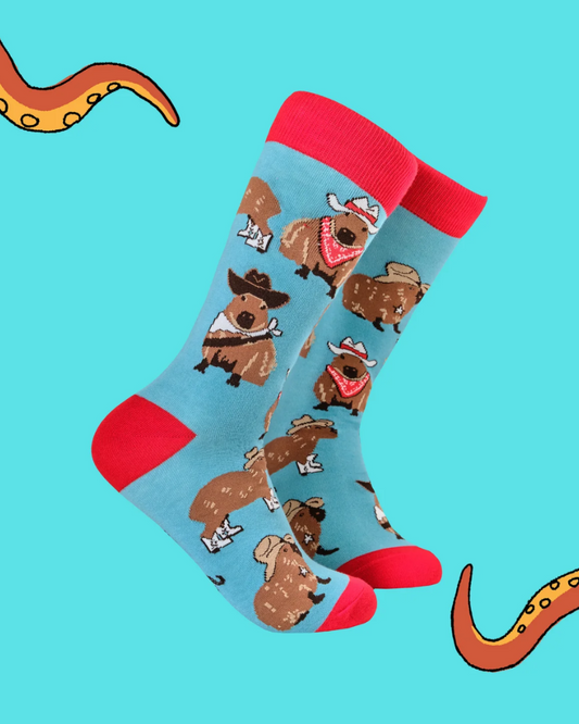 Denim Cowboy Capybara Crew Socks