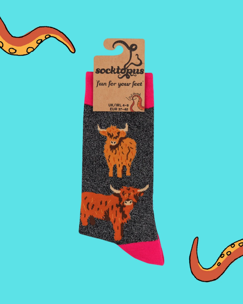 Glamour Highland Cows Crew Socks