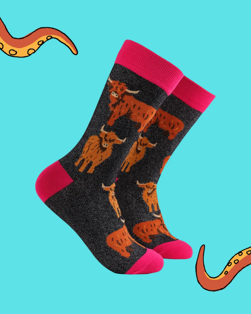Glamour Highland Cows Crew Socks