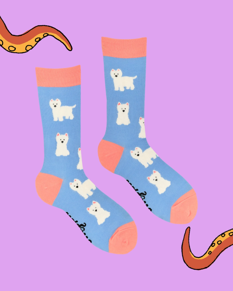 Fluffy Westie Dog Crew Socks